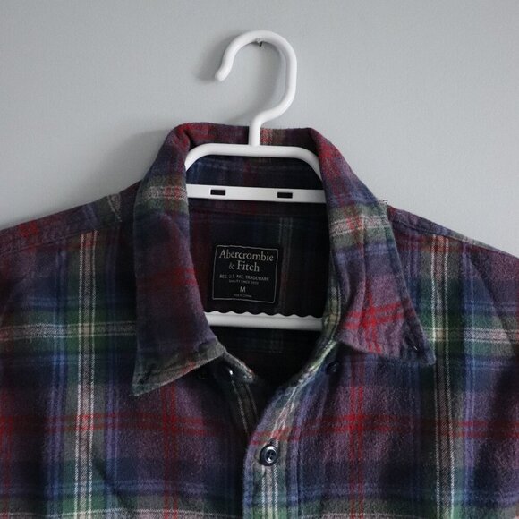 Abercrombie & Fitch Women's Sz M Plaid Flannel Buttoned Collar‎ T-Shirt Top - Picture 4 of 14